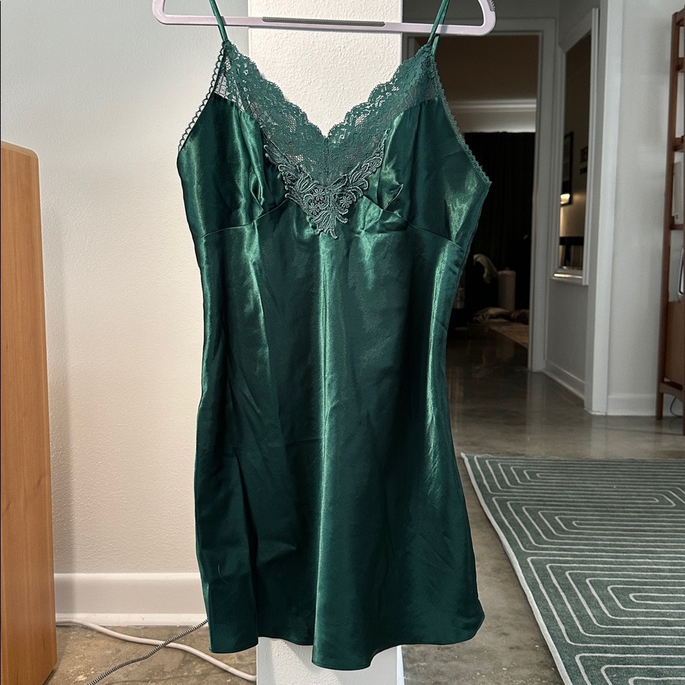 Vintage Victoria's Secret Green Satin Slip
